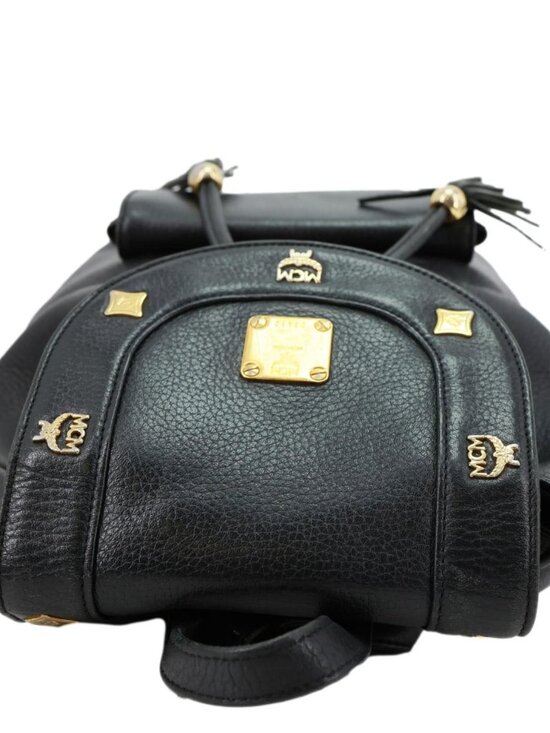 MCM  Logo Vintage Leather Drawstring Backpack Black main image 12